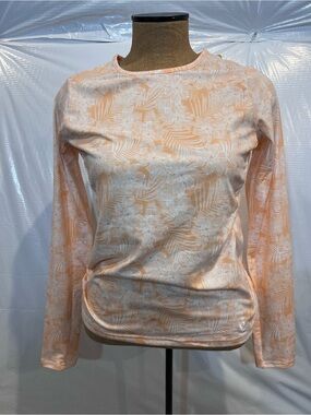 Hang Ten Women Long Sleeve Sun Protection T-Shirt Pocket Rash Guard Sz small